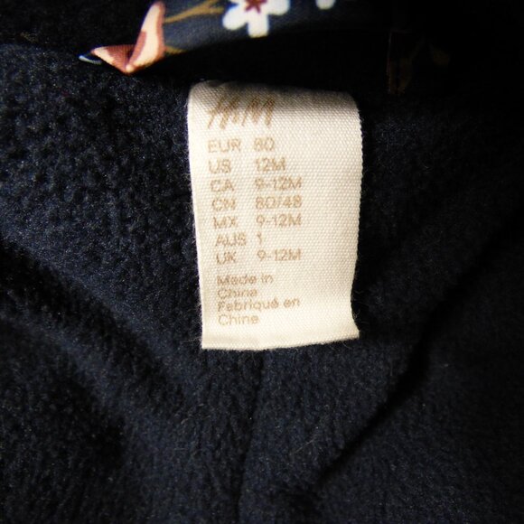 H&M Navy Floral Water-Repellent Snowsuit, Size 12 Months - Picture 5 of 5